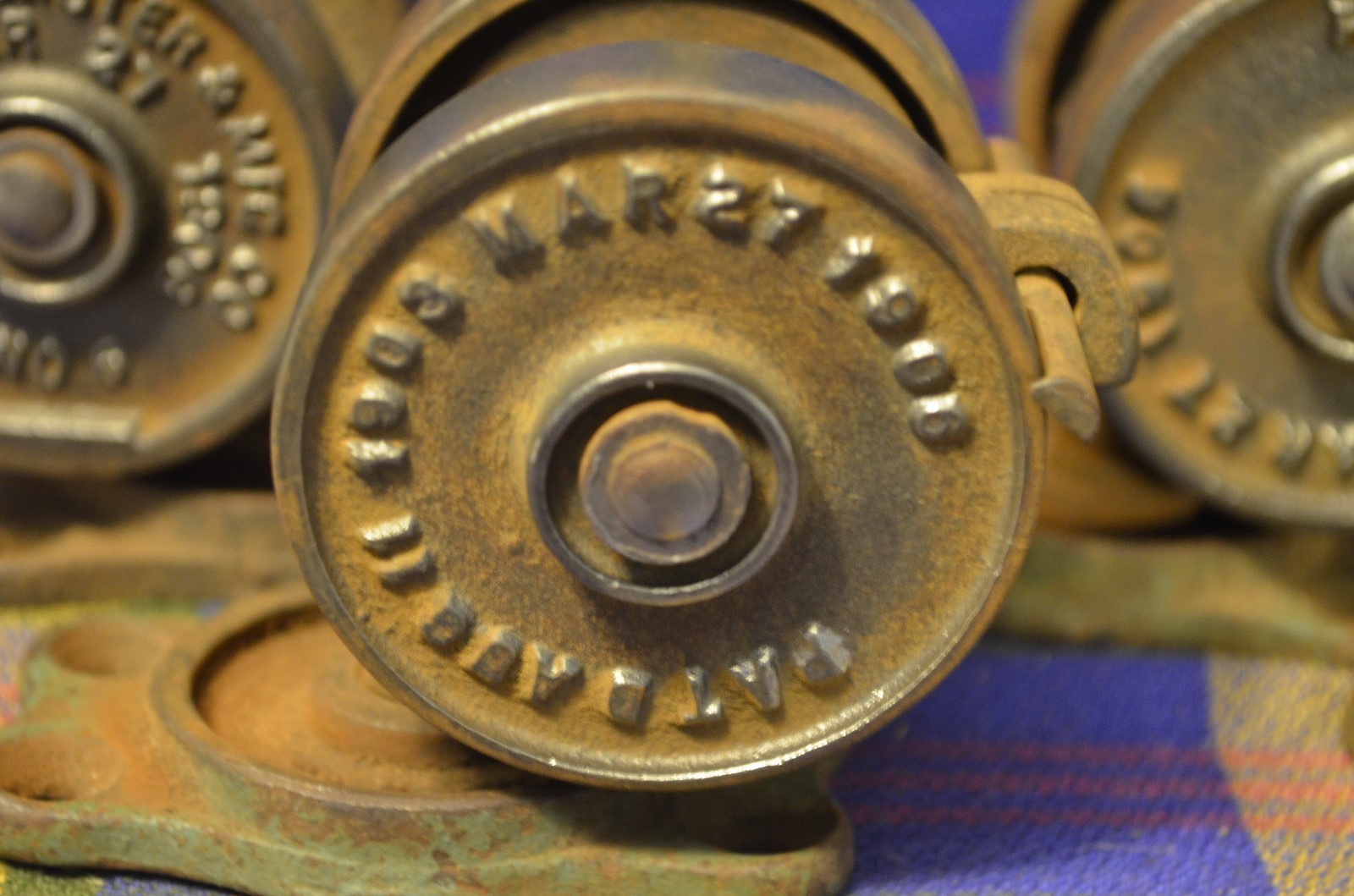 Set of 4 Vtg HAMITON CASTER MFG CO #6 Iron Casters-Patent Aug 11,1903&March 1906