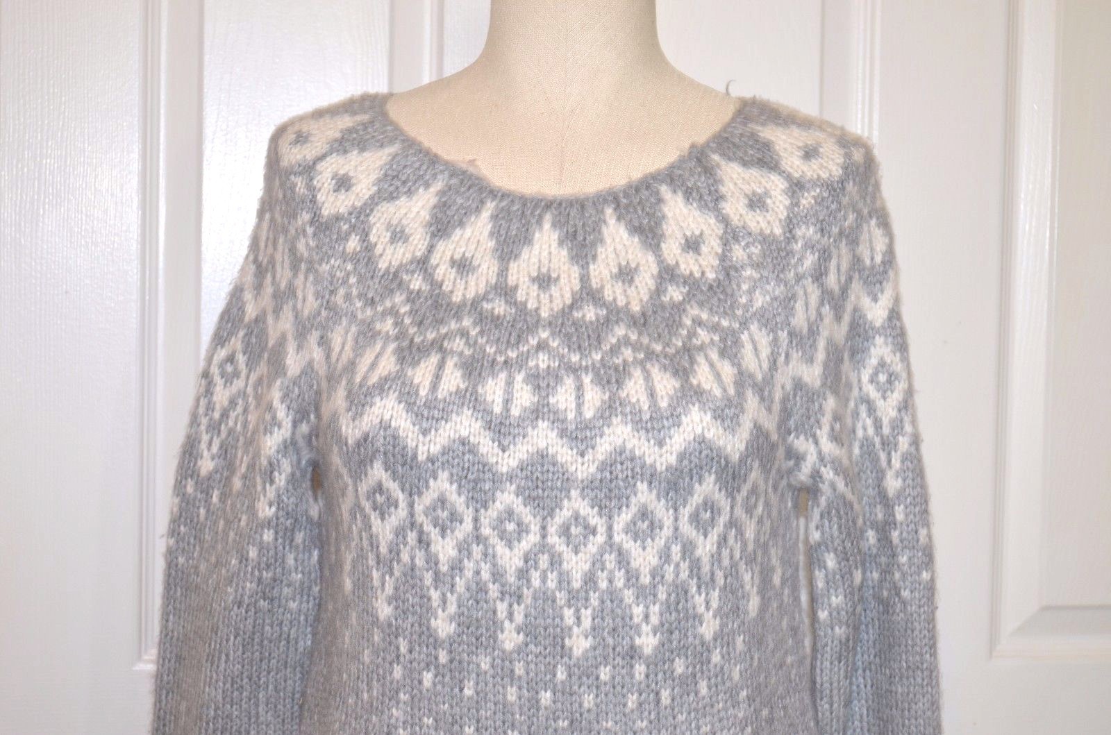 Sonoma Long Sweater Women's Size S Light Gray & White Acrylic and Nylon Nwt's