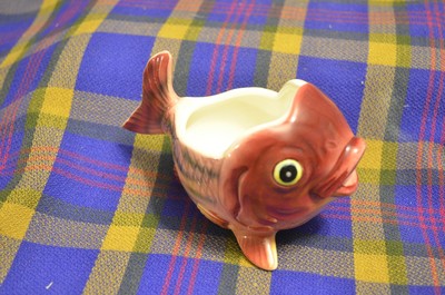 Vintage LEFTON Maroon Tropical Fish Creamer and Sugar-NICE