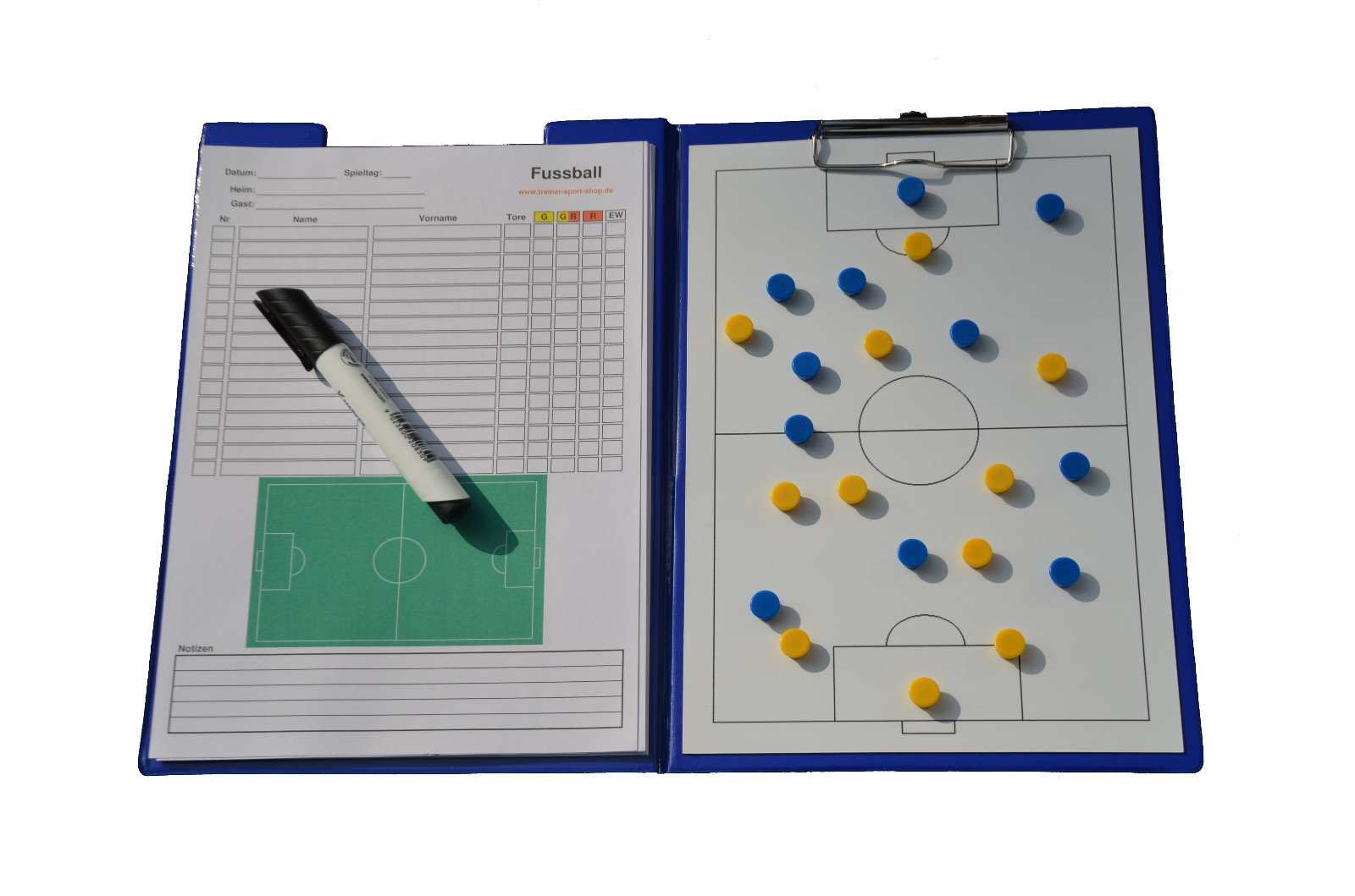 Fussball Trainer Taktikmappe Magnet + 20 Blätter