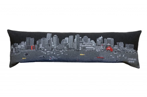 46 Черная Поясничная декоративная подушка Boston Nighttime Skyline