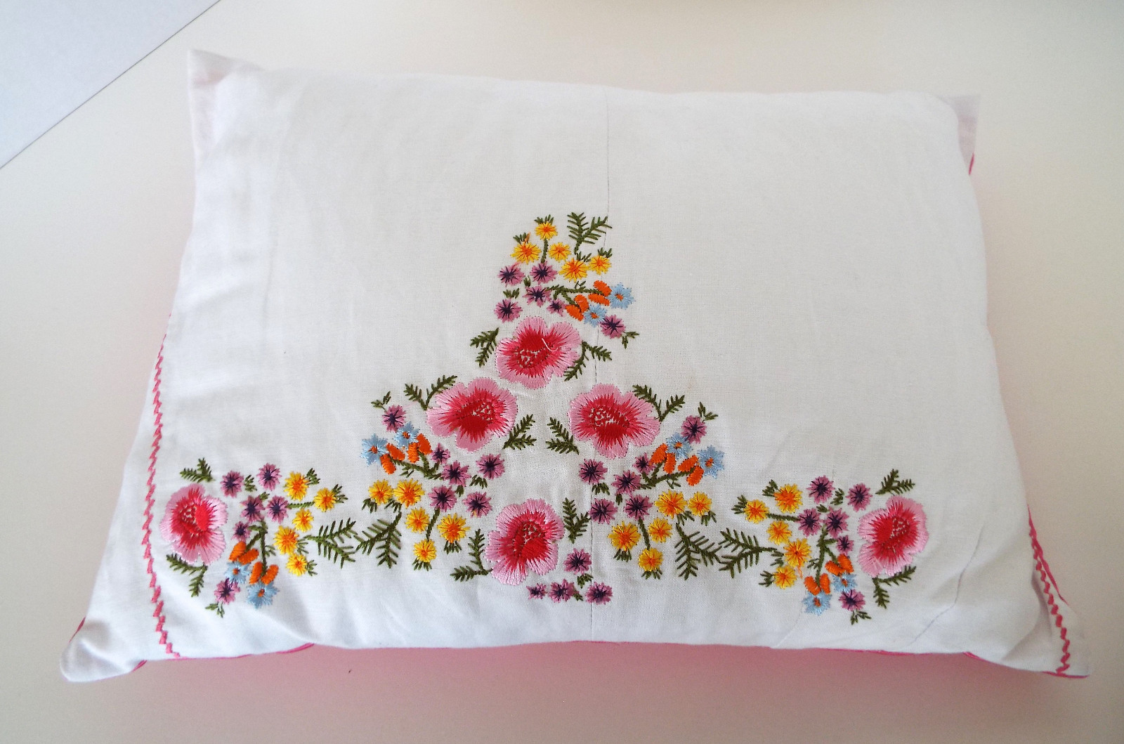 Throw Pillows Vintage Needlework Crochet Embroidery 16 x 11.5 Pillowcase 15x12