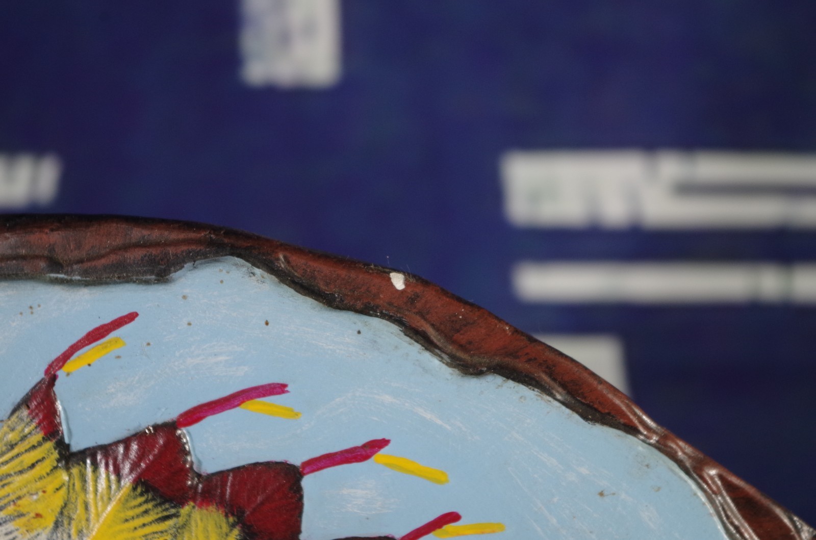 Indian Chief Head on Ceramic/Pottery Piece Colorful 10