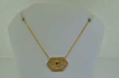 Unique 14K Yellow Gold Diamond Pendant