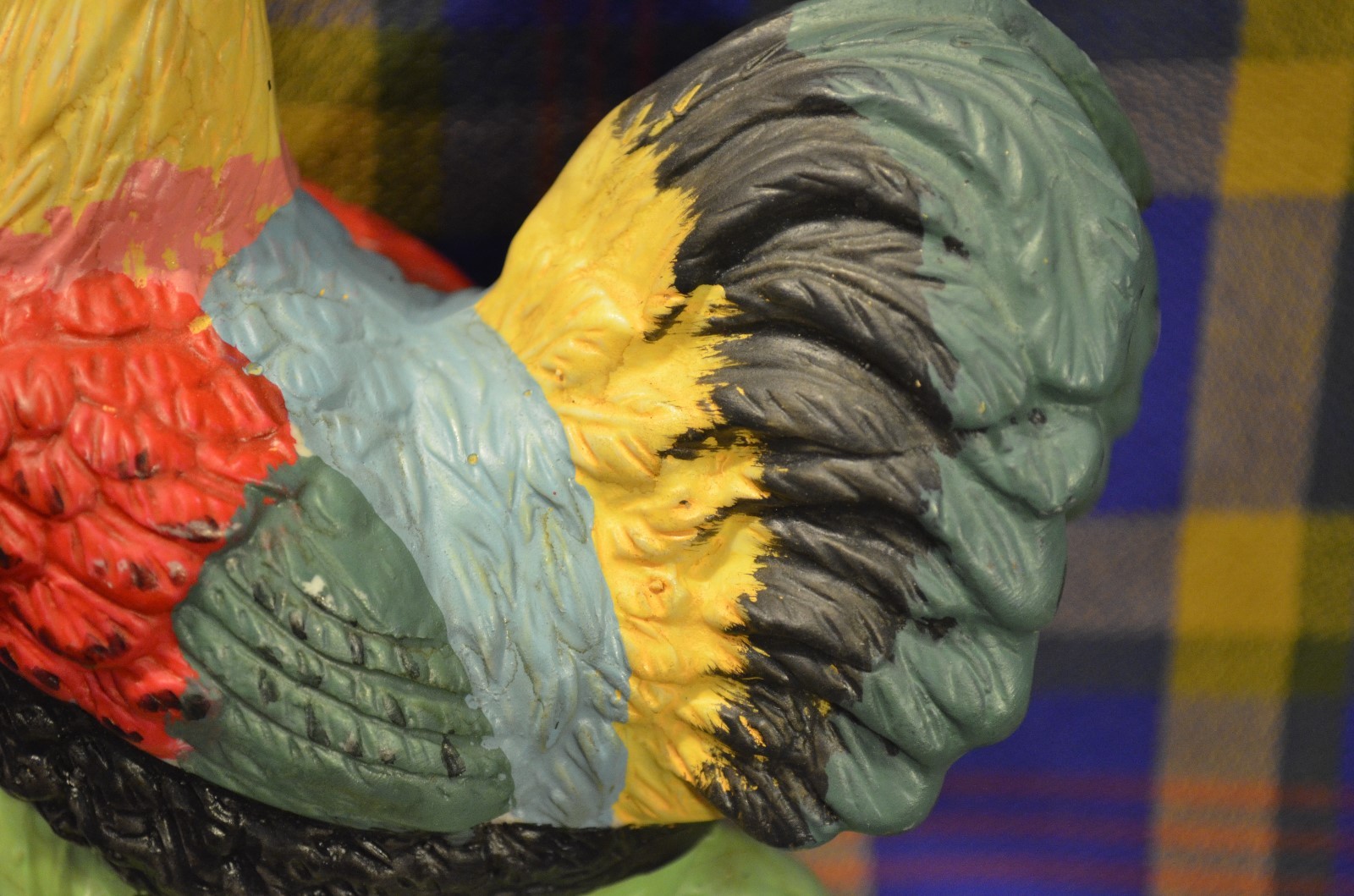 Vintage Bright  Multi-Colored Porcelain ROOSTER Statue