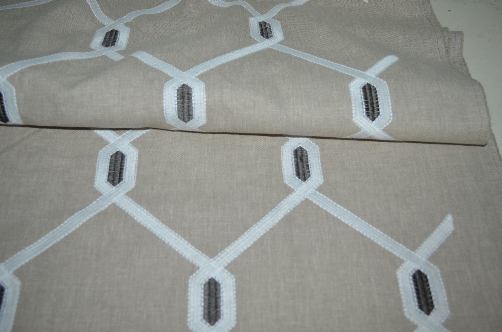 Linen lightweight upholstery fabric grey greige farmhouse diamond craft pillow