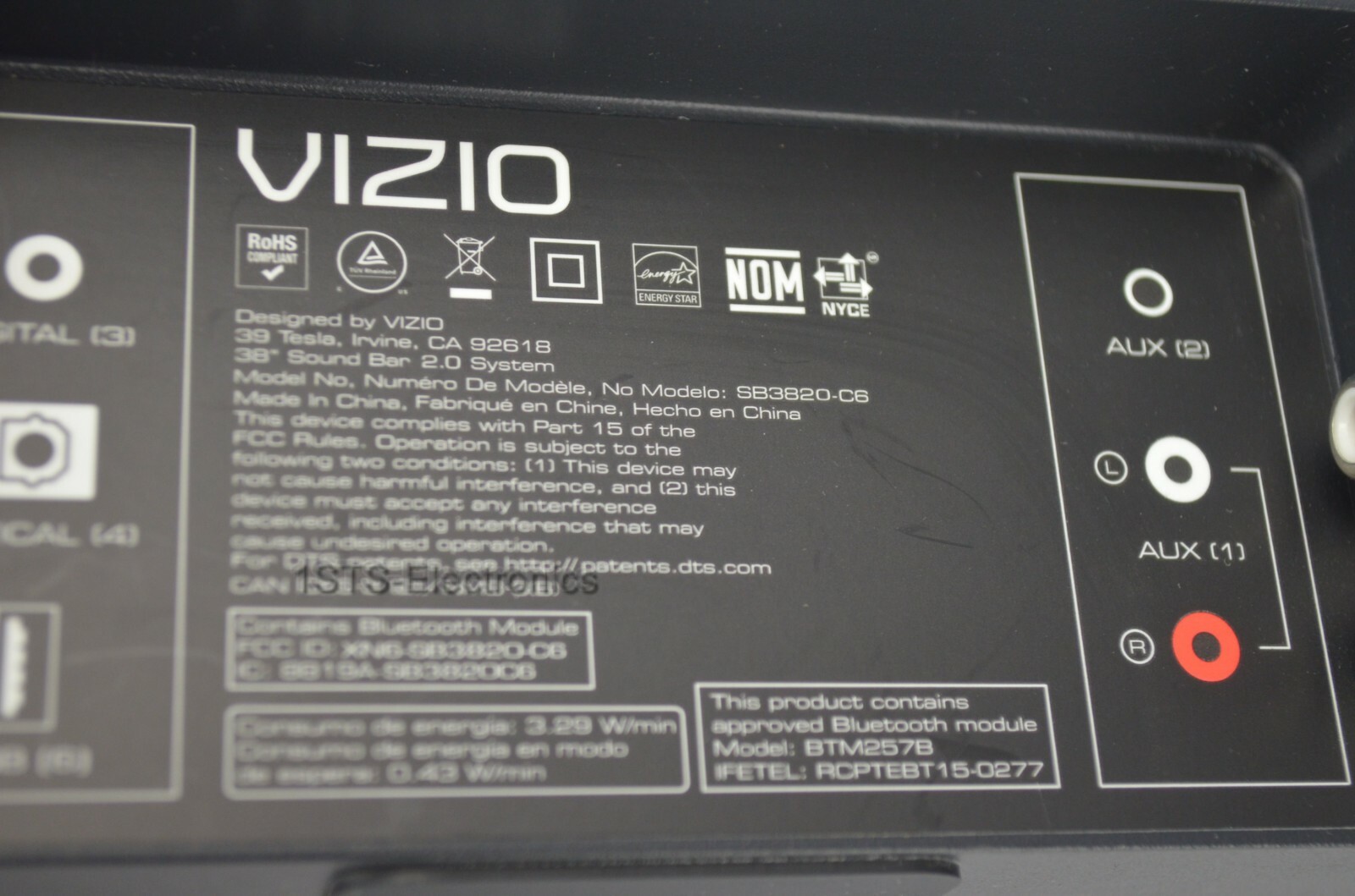 Vizio SB3820-C6 38'' Sound Bar /No Remote #Mfox2