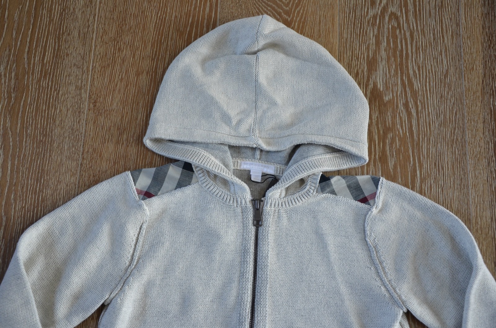 Burberry Boys Gray Melange Zip Up Sweater Size 12 NWT