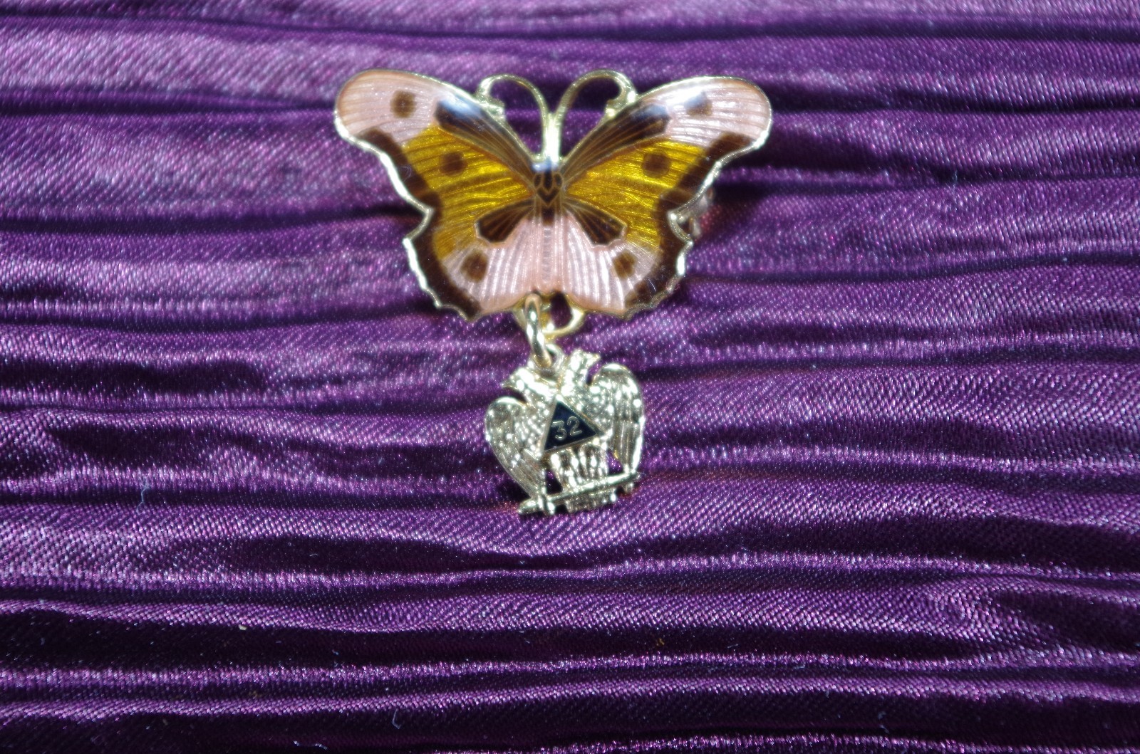 VTG Scottish Rite Butterfly Freemason Pin 32nd Degree Brooch Fraternal Masonic