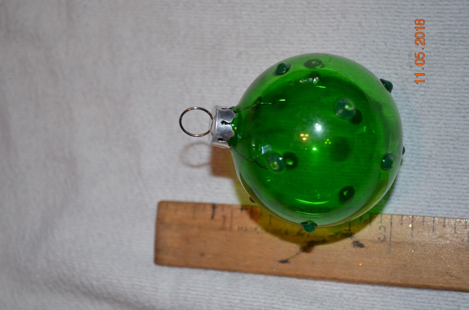 Green Bumpy Glass Christmas Ornament