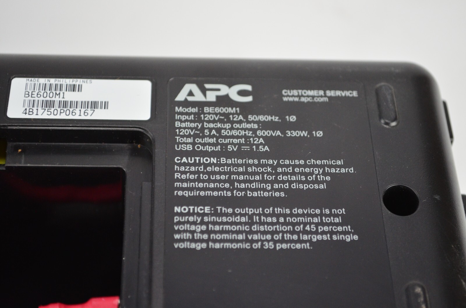 APC Back-UPS 600 BE600M1 300W 7 Outlets UPS No Battery!
