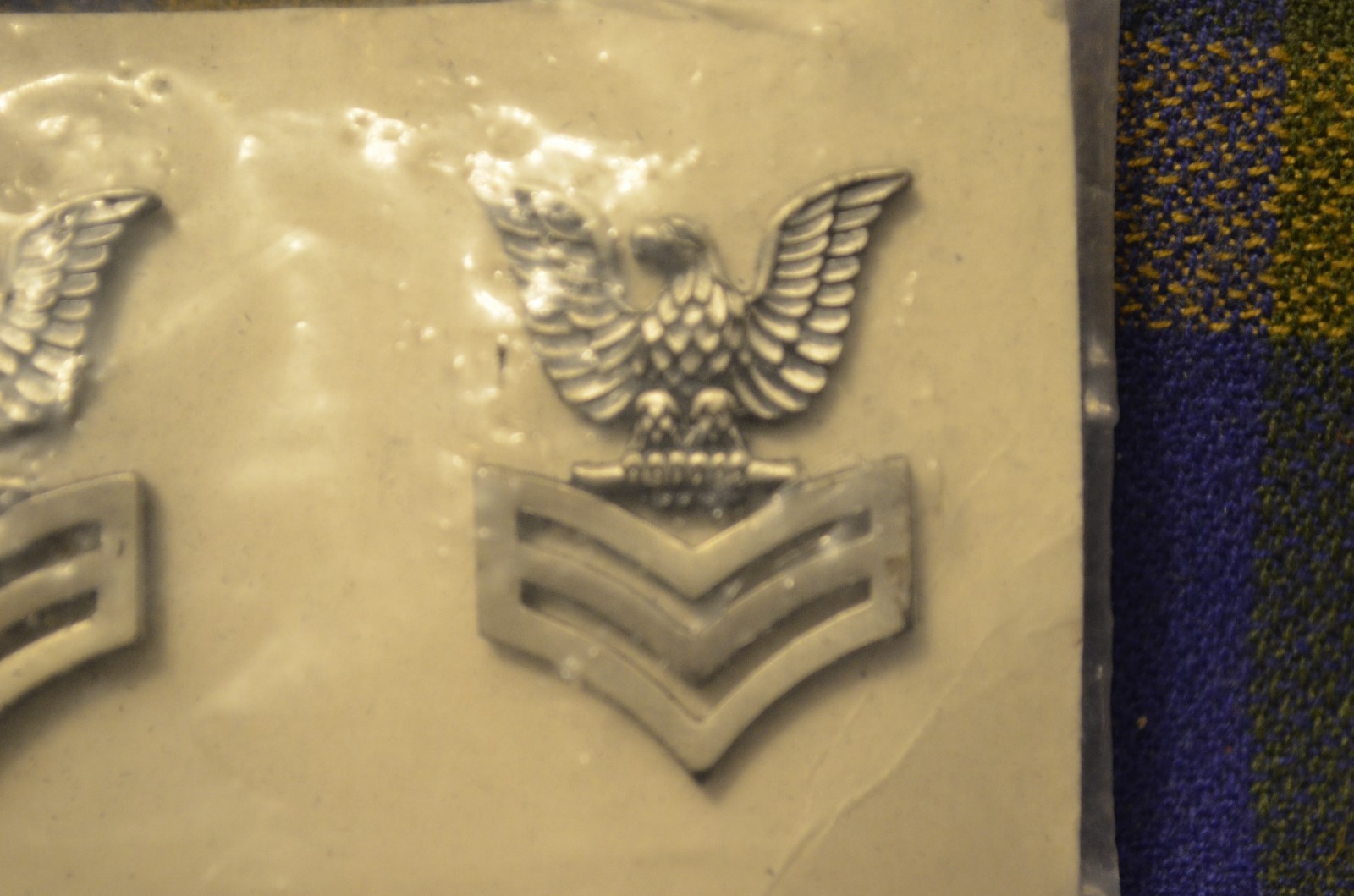 Pair of US Military Metal EAGLE w/Stripes Pins-Attached with 2 Push Pins