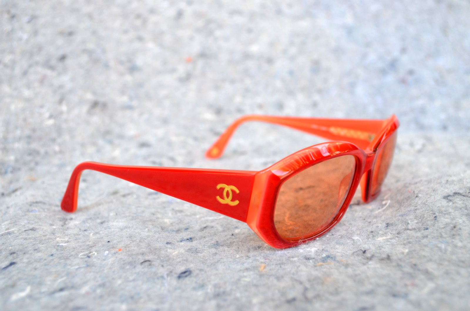 RARE Chanel Orange/Gold Logo Sunglasses Vintage Model 5022