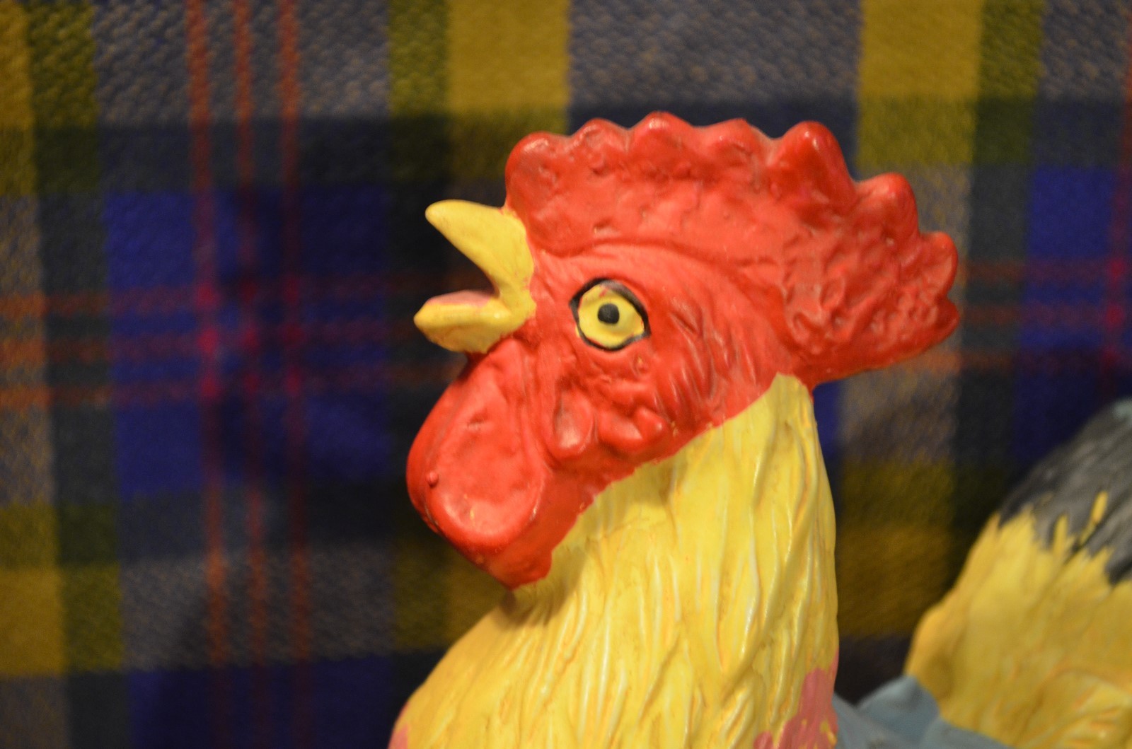 Vintage Bright  Multi-Colored Porcelain ROOSTER Statue