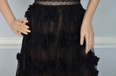 New $1,095 Marchesa Notte 3D Floral Embroidered Petal Applique Tea Dress Gown 0