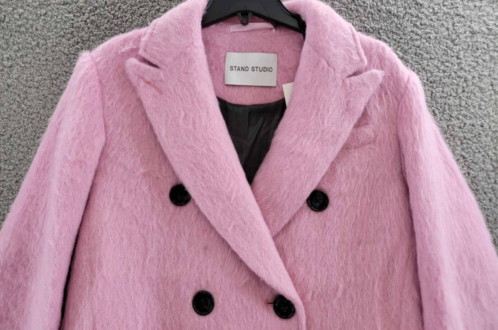 STAND STUDIO Esme Wool Blend Jacket Women's 32 Pink Double Breasted Long Sleeve - Picture 3 of 14