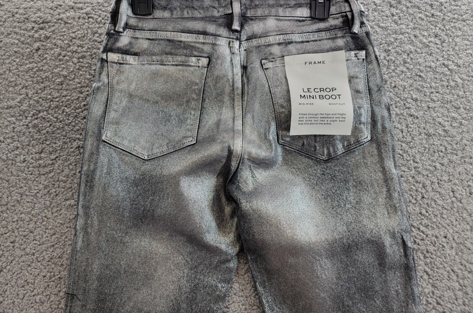 FRAME Le Crop Mini Mid Rise Coated Bootcut Jeans Women's 28 Gunmetal Button Zip - Picture 13 of 18