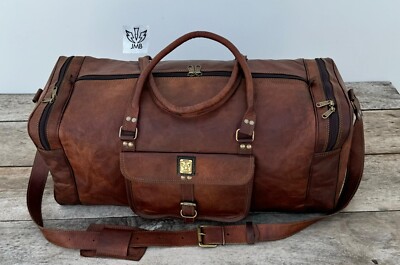   Leather Genuine Travel Bag Duffle Gym Men Vintage Luggage S Overnight Weekend 