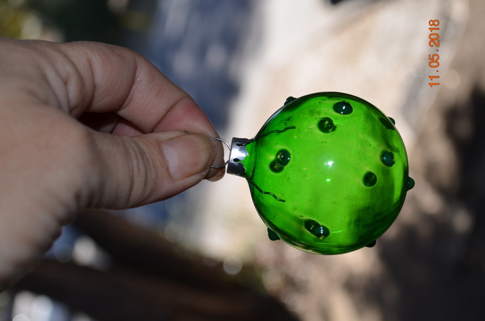 Green Bumpy Glass Christmas Ornament