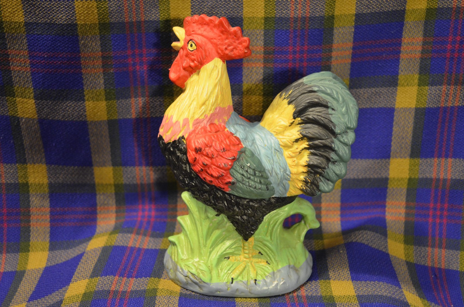 Vintage Bright  Multi-Colored Porcelain ROOSTER Statue
