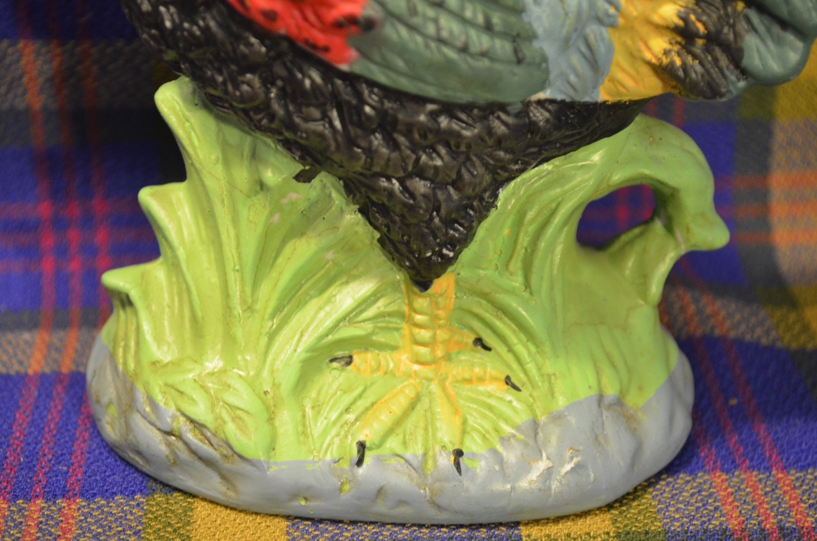 Vintage Bright  Multi-Colored Porcelain ROOSTER Statue