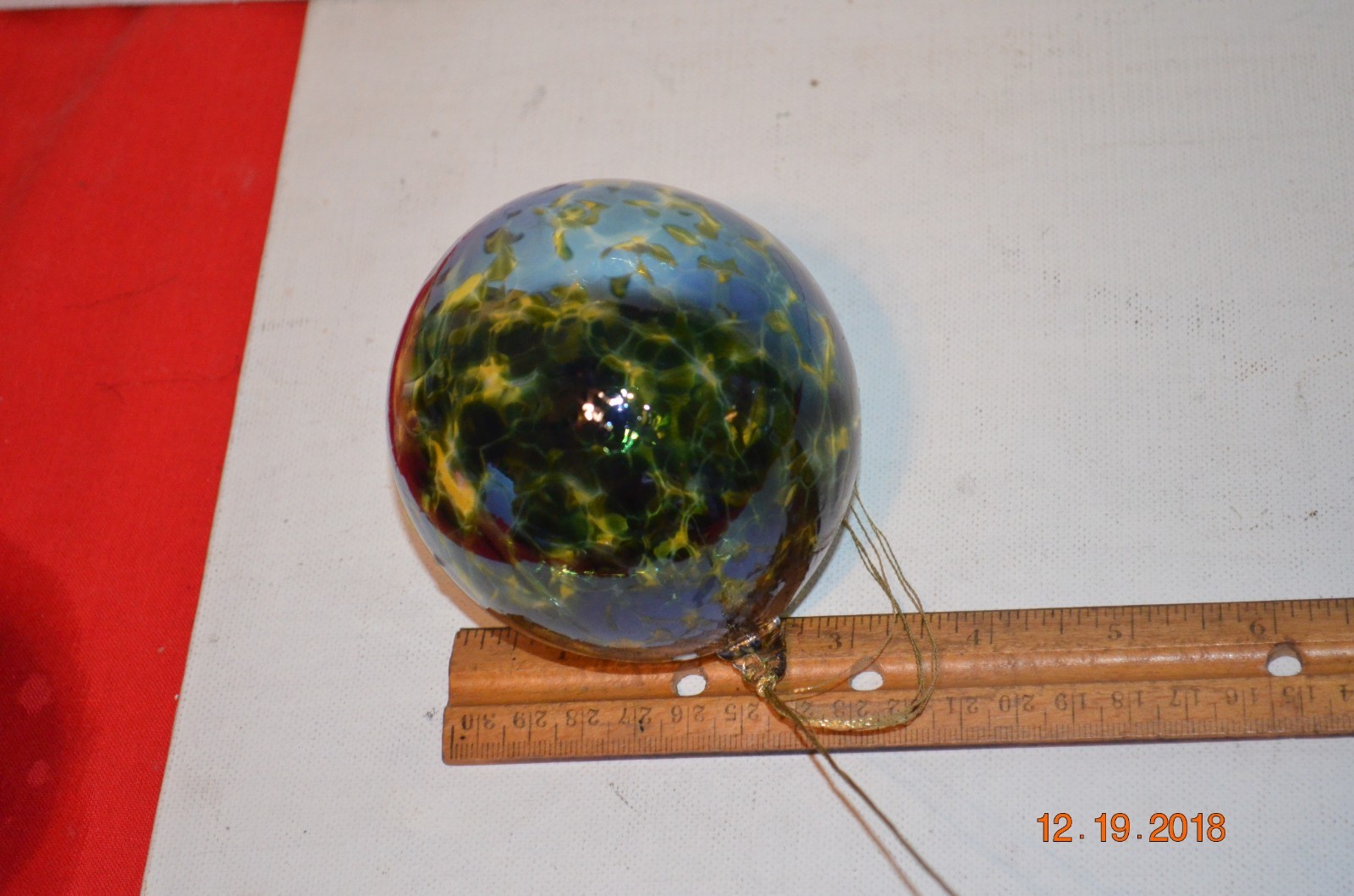 Large Vintage Art Glass Ornament Hand blown speckled