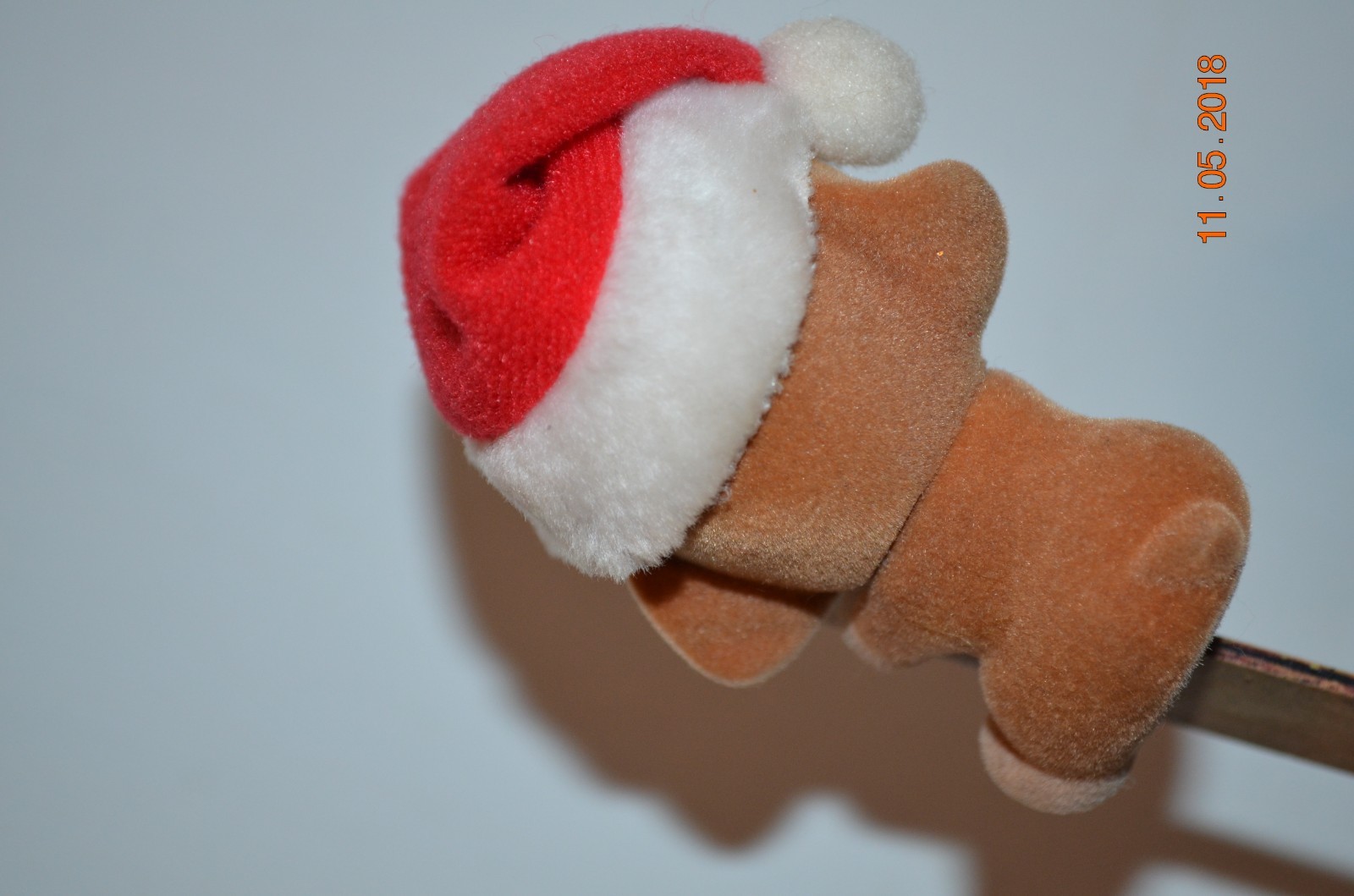 Adorable Vintage Christmas clip on Puppy dog in Santa Hat