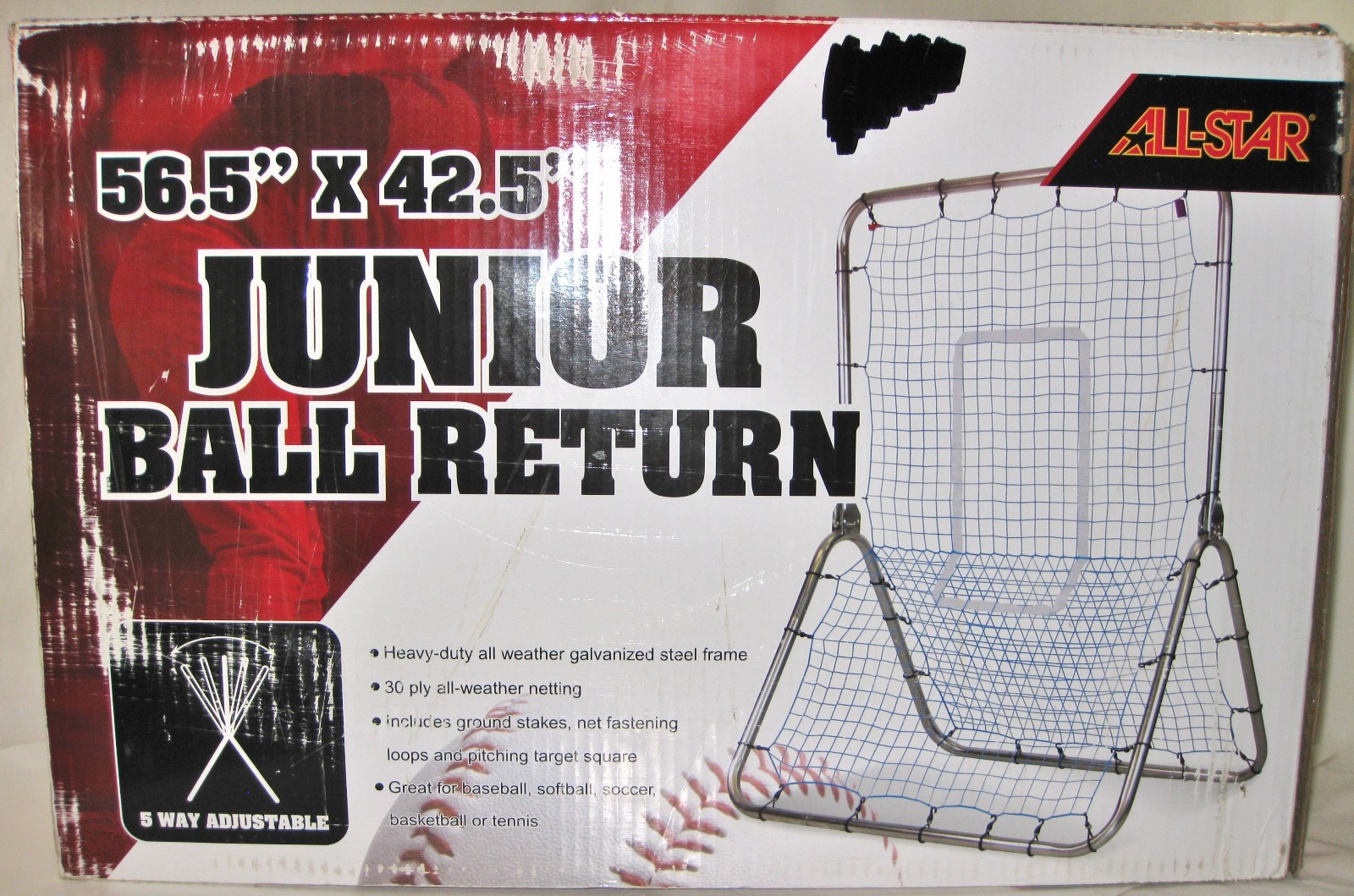 All-Star Junior Ball Return 5 Way Adjust Sports Baseball, Soccer, Tennis etc NEW