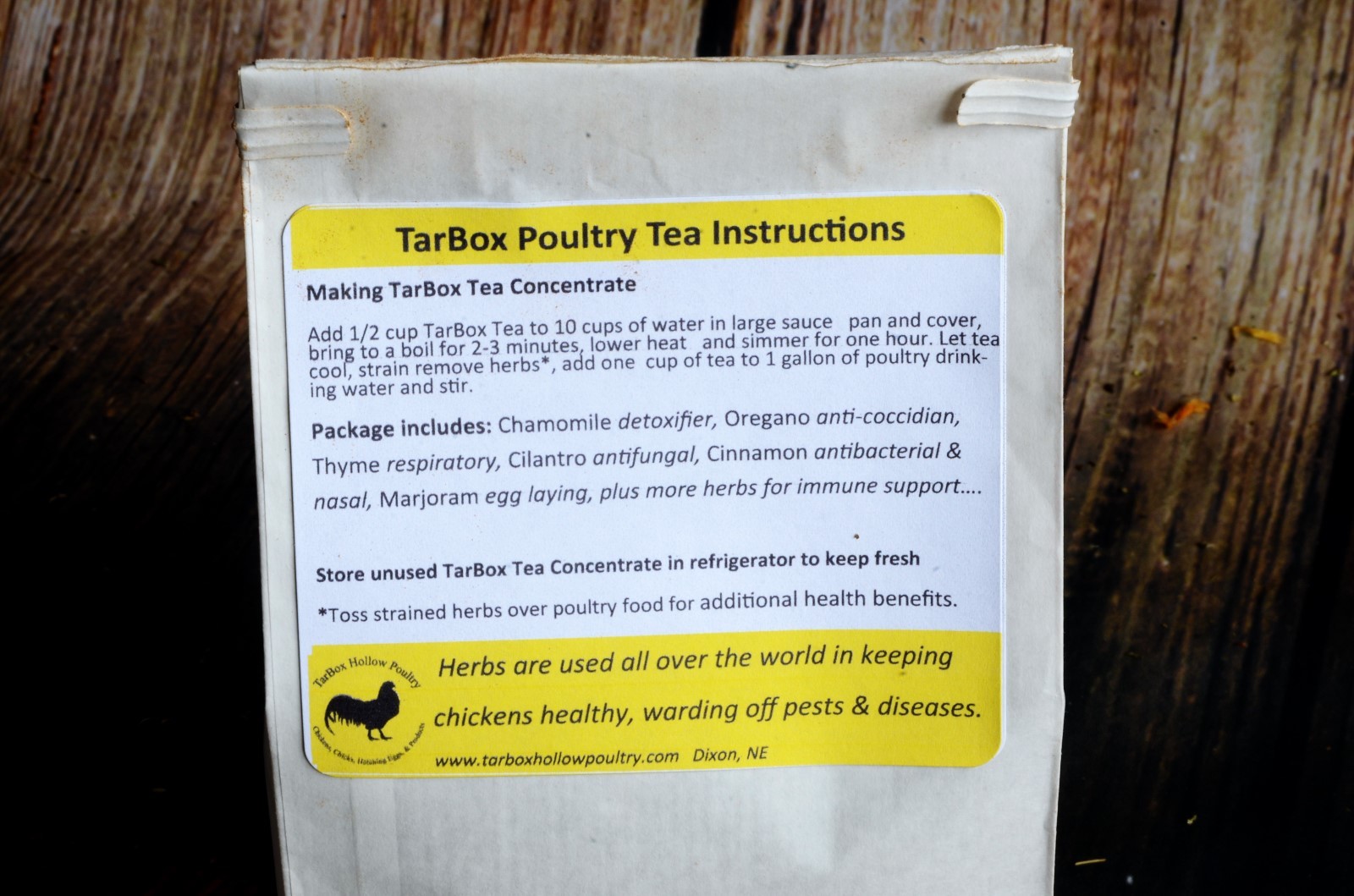 TarBox Poultry Tea 8 oz-  Herb Tea Support Immune Health of Poultry