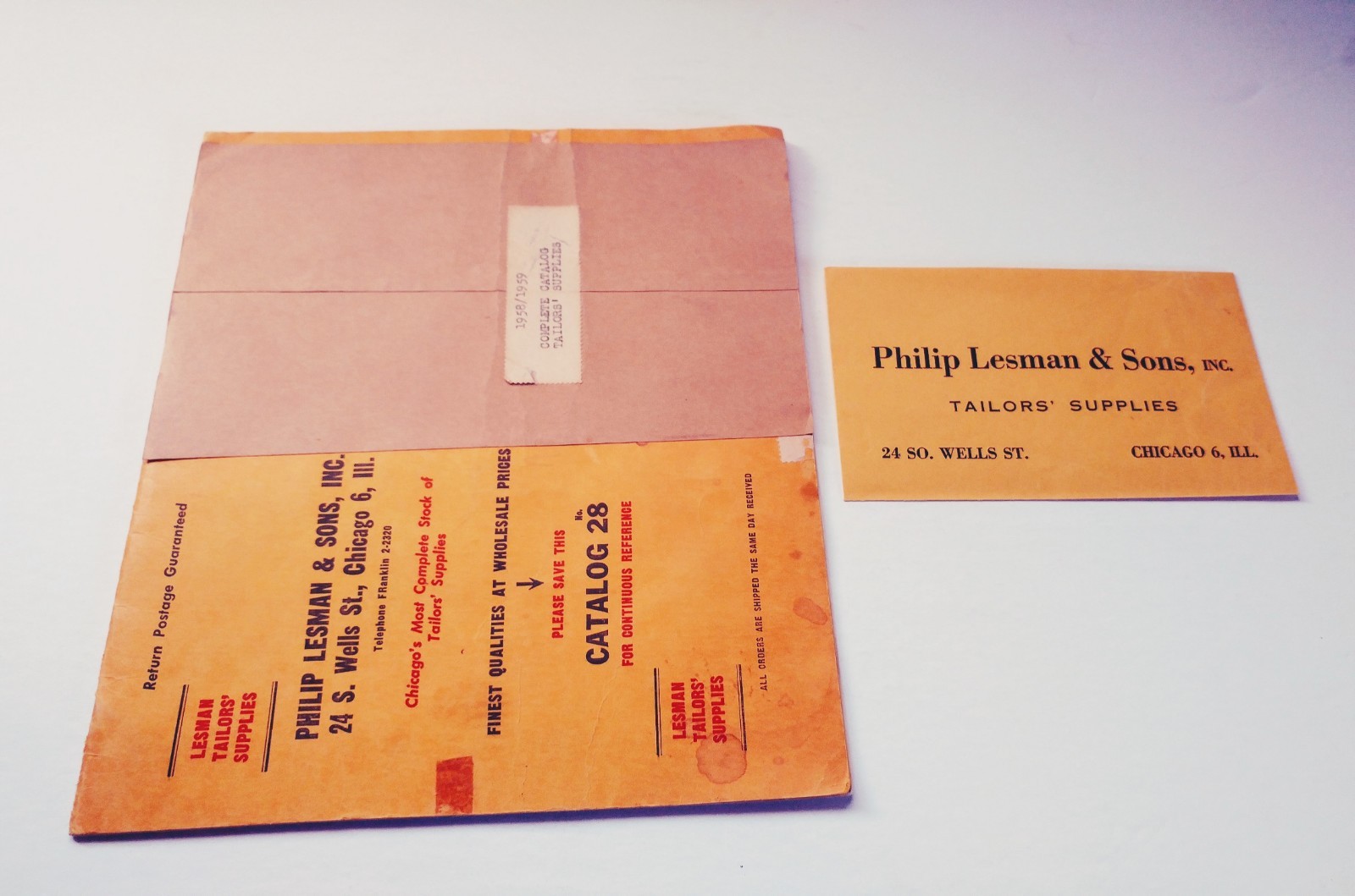 Vintage Philip Lesman and Sons Catalog of Tailor's Supplies - Chicago 1958/1959
