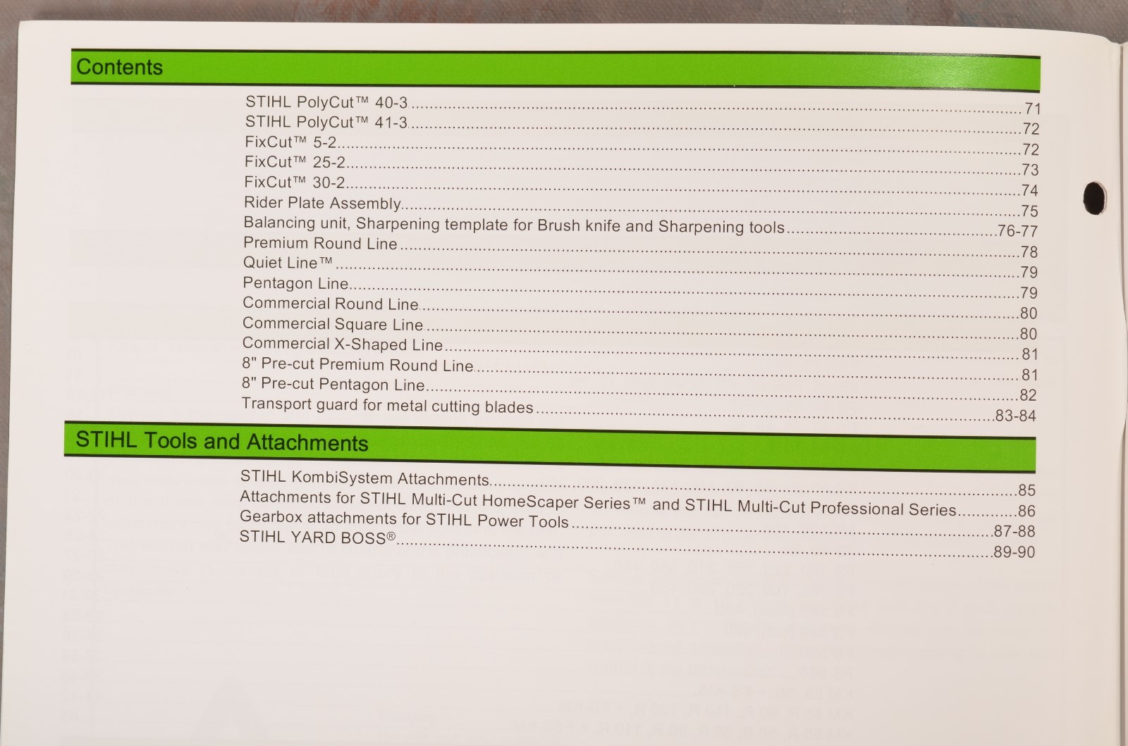 Stihl Cutting Attachment Parts & Accessories Catalog for Trimmers & Brushcutters