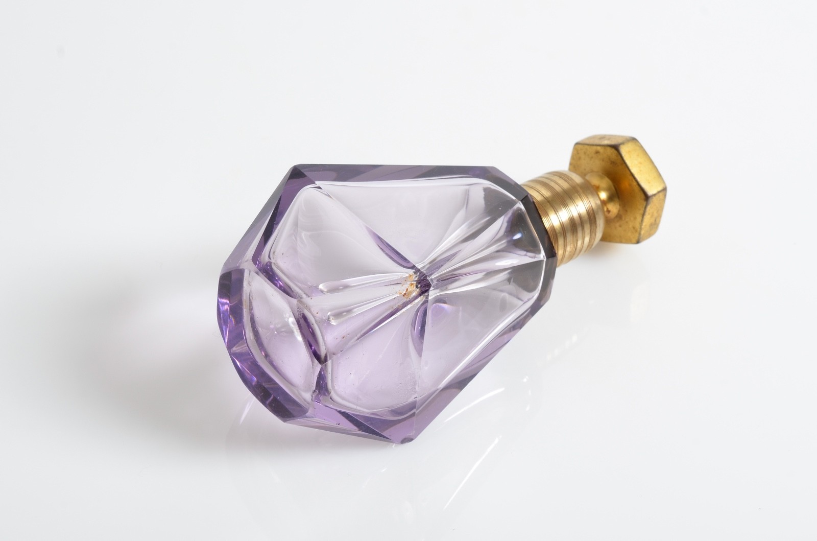 Antique Victorian Glass Scent Perfume BOTTLE, Purple color, Solarized glass