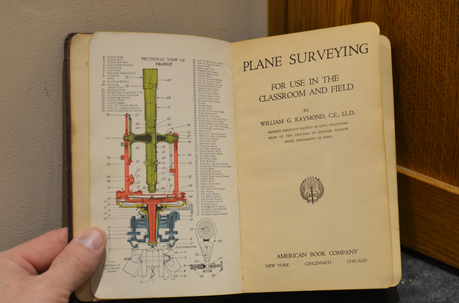 Plane Surveying - William G Raymond - 1914 Great American Book Co Red Leather