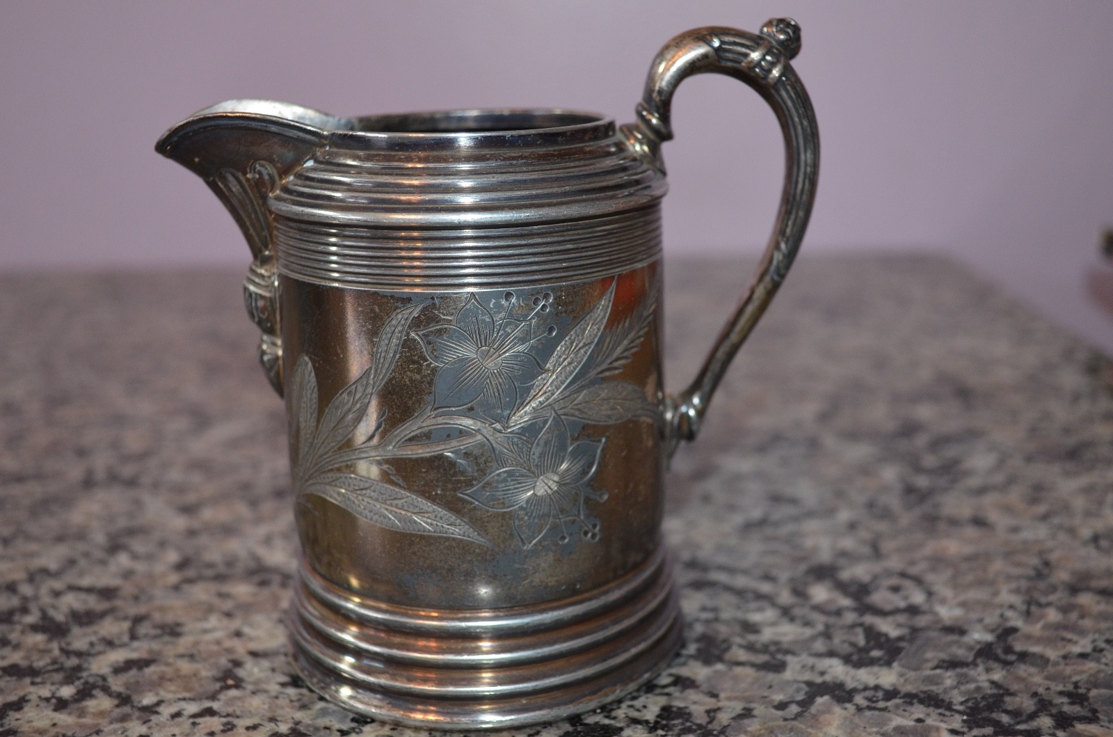Antique Southington Quadruple Plate Silver Creamer Floral Vtg