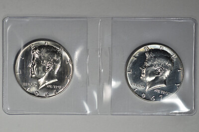 1966 + 1967 SMS 50C Kennedy Half Dollar Two Coin Lot As Pictured