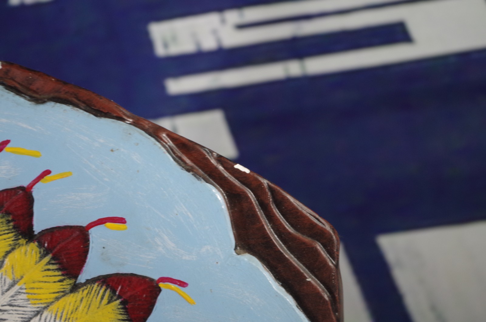 Indian Chief Head on Ceramic/Pottery Piece Colorful 10