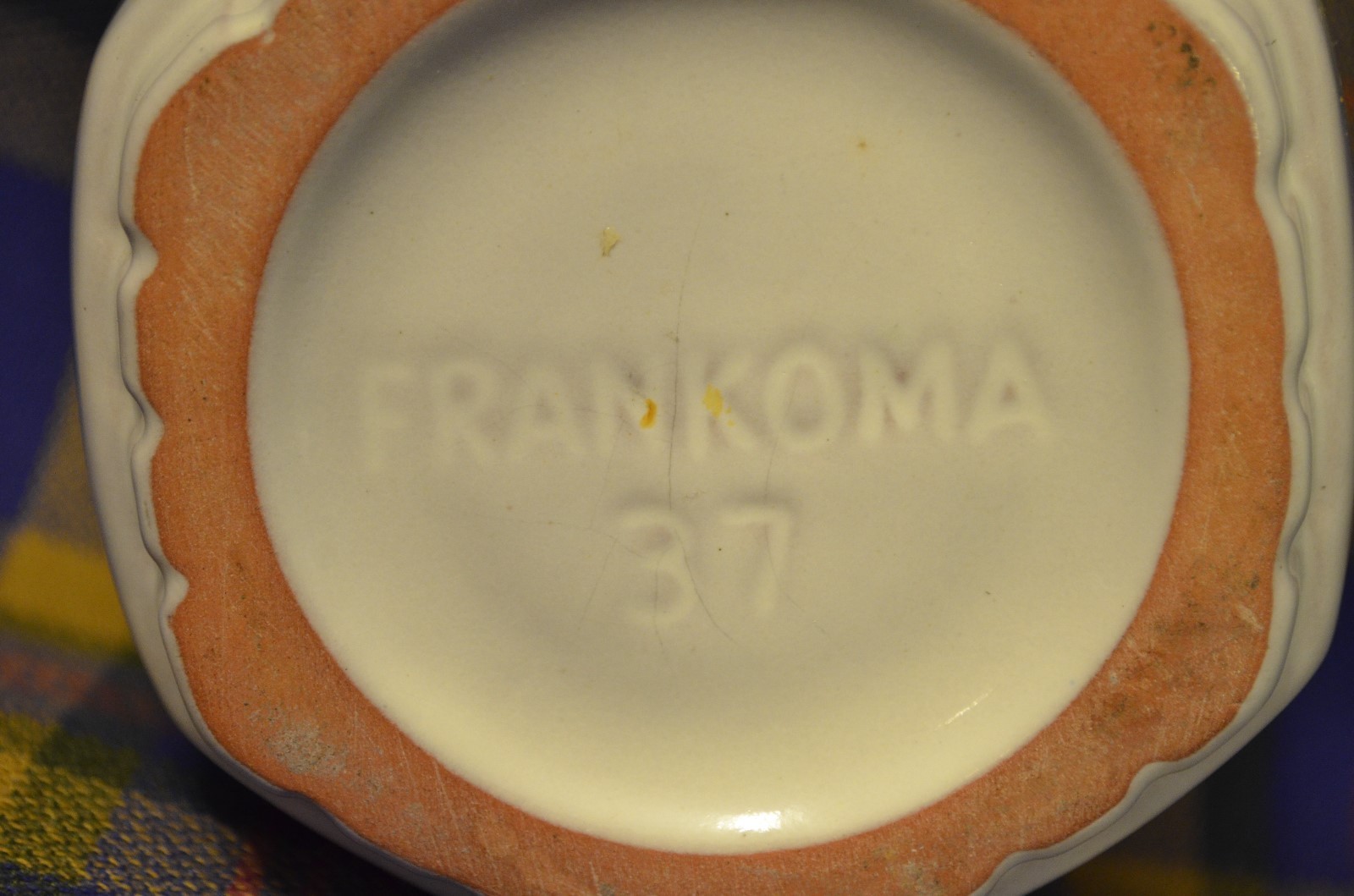 Vintage FRANCOMA #37 White Sand Glaze Hexagonal Planter-NICE