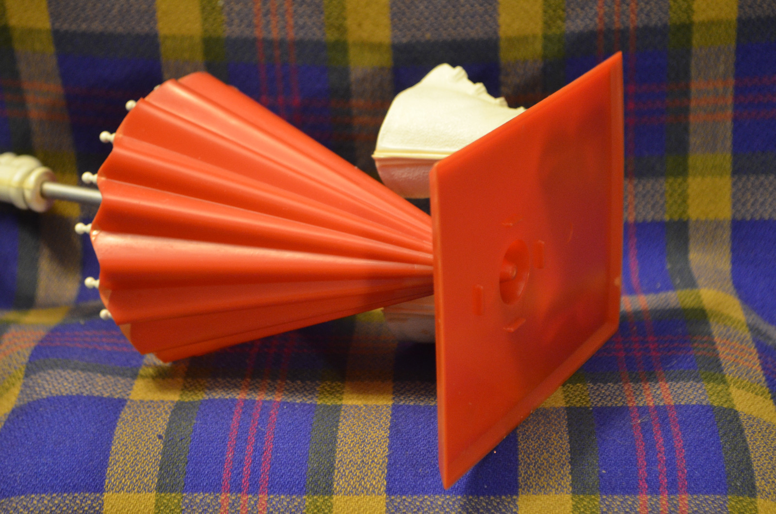 Vintage Hard Red Plastic White Rain Boots/Umbrella Swizzle Stick/Pencil Holder