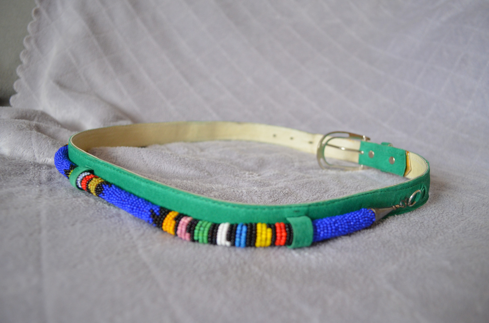 Women Handmade Beaded Multi color; Belt;Tribal;S
