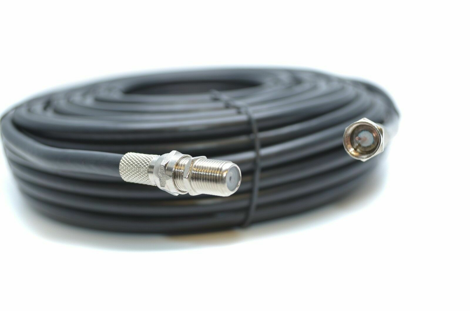 15m Black RG6 Satellite Coax Cable Coaxial Lead For Sky Plus HD TV