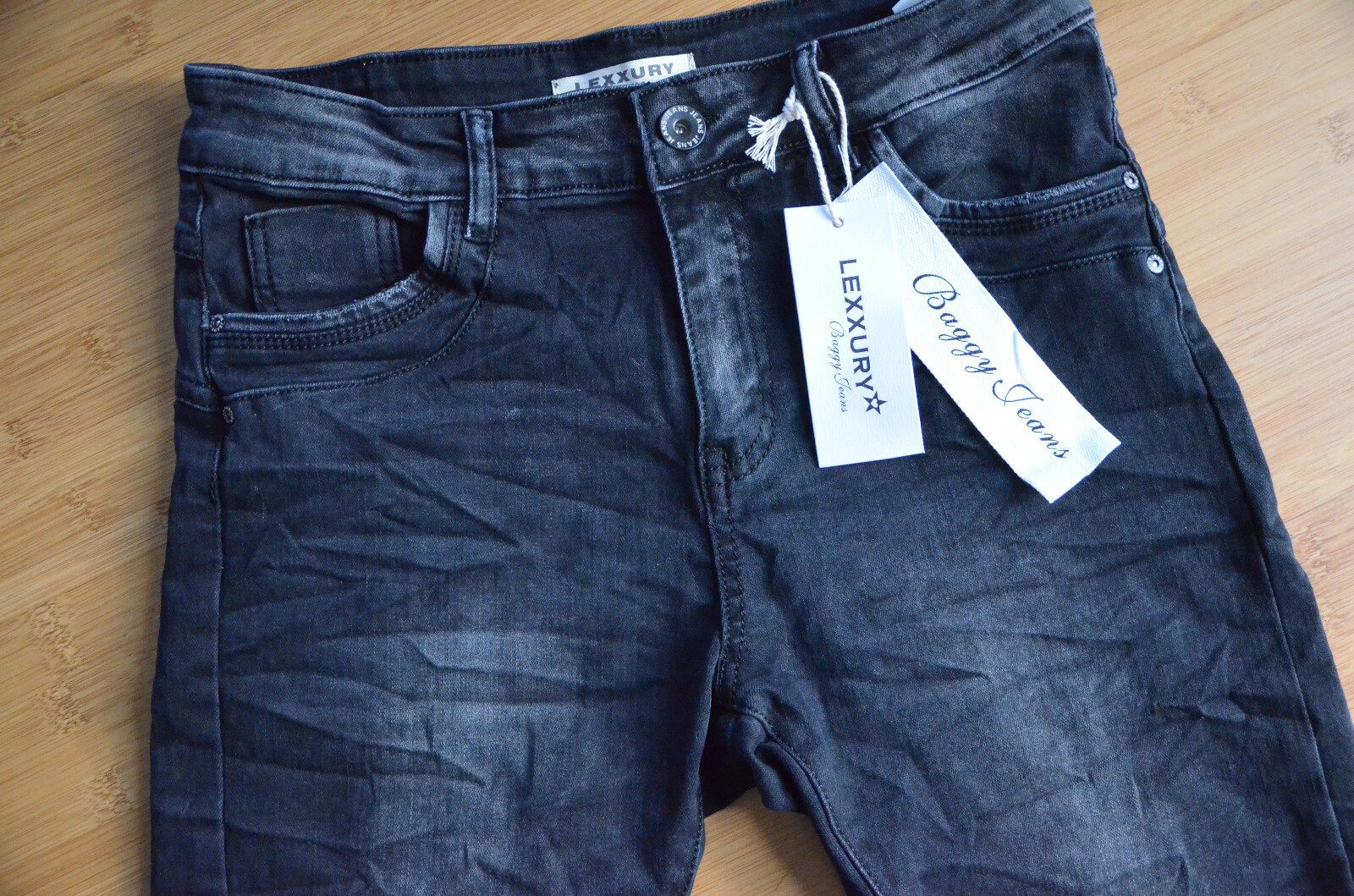 LEXXURY Karostar Boyfriend Jeans Hose Damen 3638 - 4042 schwarz Stretch Neu