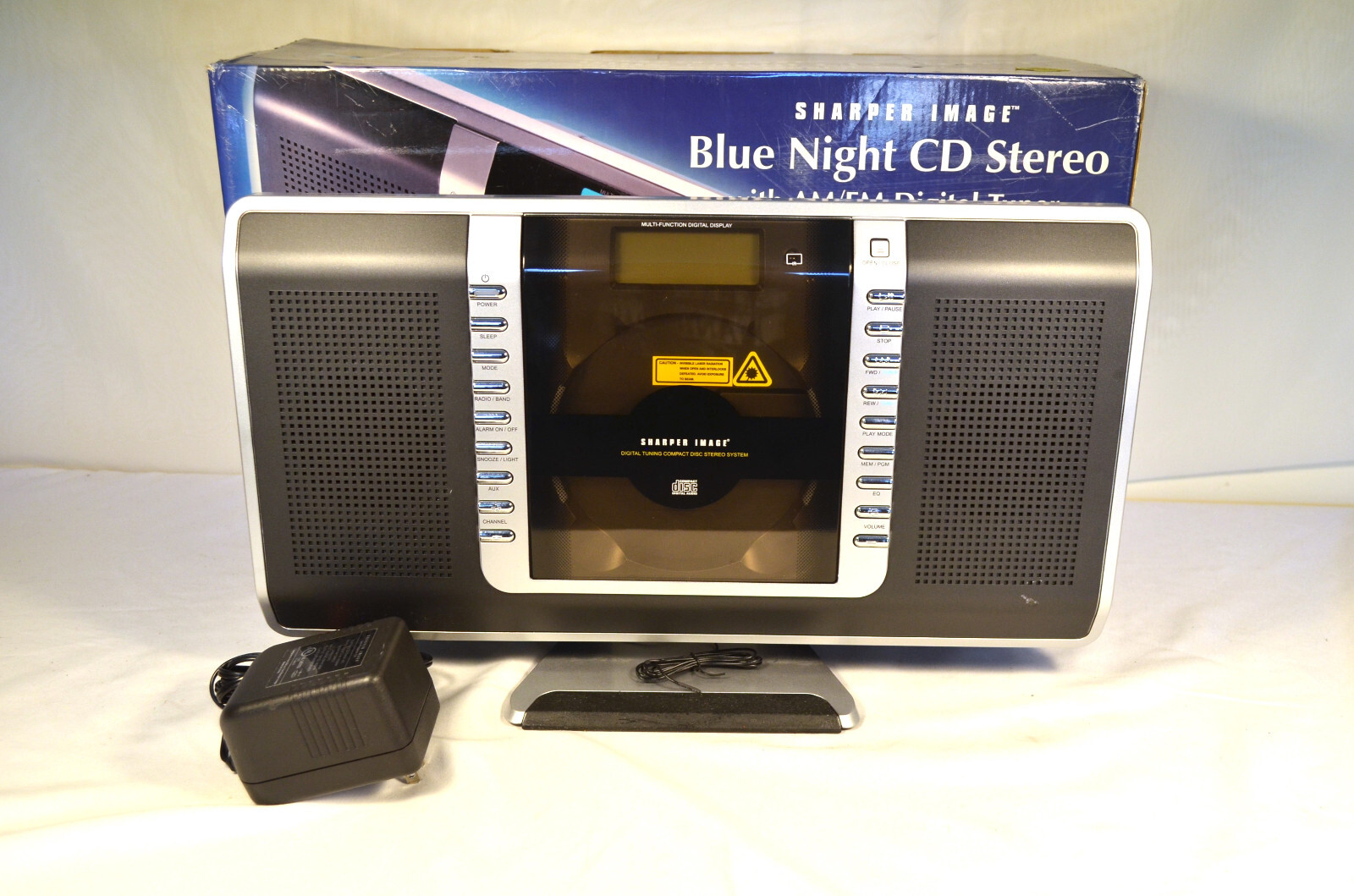 SHarper Image Blue Night CD Stereo GM807 w/ Box and Adapter