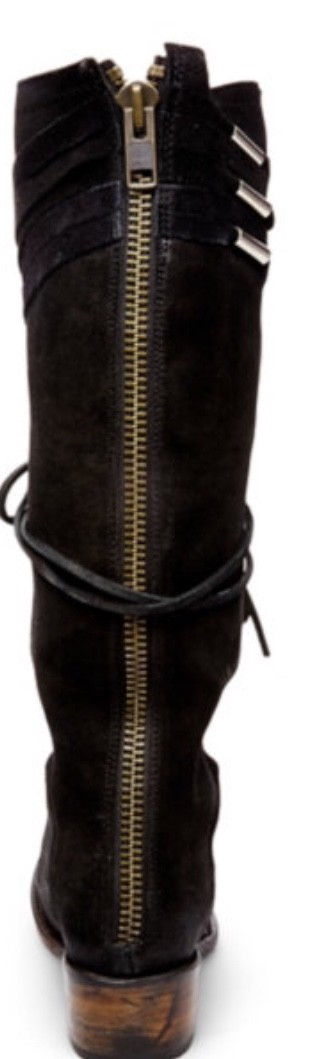 Pre-owned Freebird By Steven Wagon Boot Black Suede Boho Msrp $350 Sz 6 Or 8