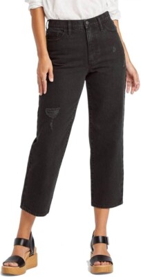 Women's High-Rise Vintage Straight Jeans - Universal Thread Black 0 Short