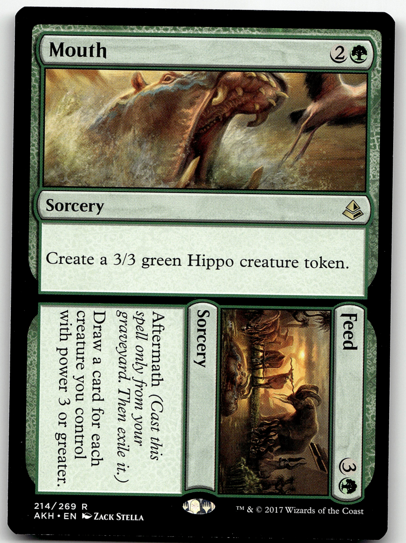 Mouth // Feed 2x FOIL AKH MTG Amonkhet Rare MINT green Mouth // Feed 2x FOIL AKH MTG Amonkhet Rare MINT green