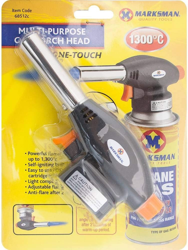 Gas Torch Head Blow Torch Piezo Ignition 1300°C Adjustable Flame BBQ Cooking DIY