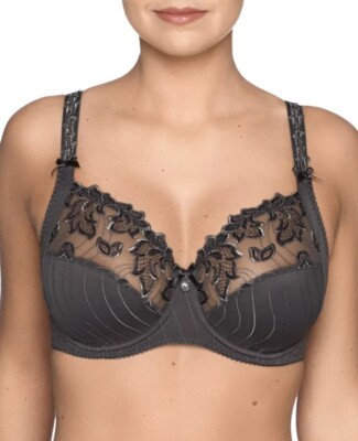 PrimaDonna Prima Donna Bra 34D Deauville Underwired Unlined Lace Lingerie Gray