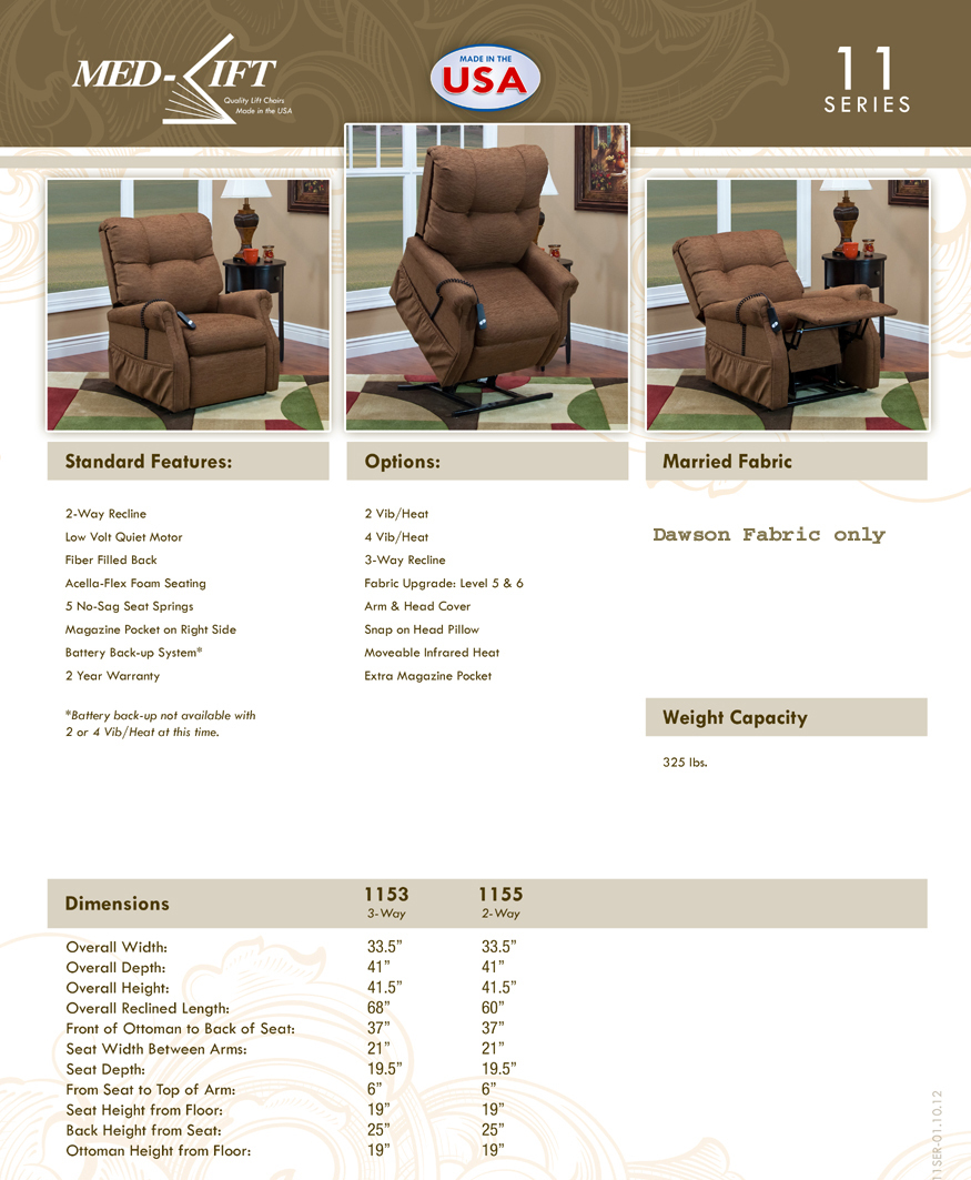 Med-Lift Lift Chair Economy Model 1045 Ask About Colors