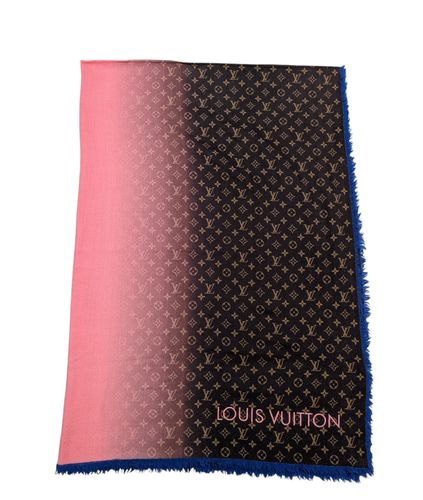 LOUIS VUITTON ブラウン ストール LOUIS VUITTON ルイヴィトン モノグラム シルク×ウール ストール