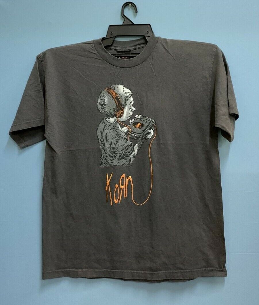 Vtg KORN Follow The Leader US TOUR T-Shirt XL Faded Gray 90s Vtg KORN Follow The Leader US TOUR T-Shirt XL Faded Gray 90s